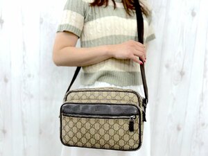 極美品 GUCCI グッチ GGスプリーム ショルダーバッグ バッグ レザー 茶系 72021Y