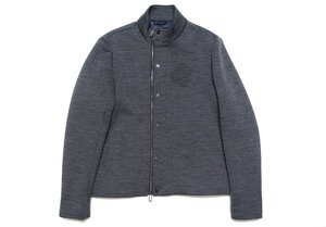 定価20万 美品 EMPORIO ARMANI エンポリオアルマーニ ウールジャージー シングルライダースジャケット ブルゾン グレー メンズ XXL