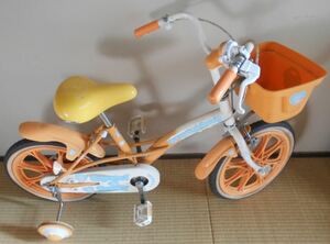自転車 子供用 Cristal Candy クリスタルキャンディ 幼児車 16インチ 補助輪付 カゴ付 オレンジ サギサカ サイクリング 中古