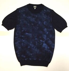 美品「JOURNAL STANDARD」柄デザイン 半袖 コットンニット Black SIZE:M イタリア製