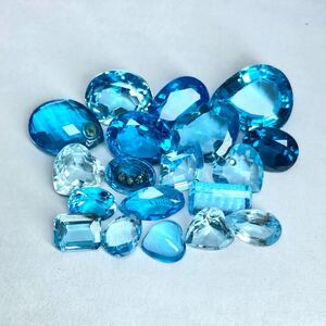 1円〜!!（天然ブルートパーズおまとめ100.5ct）f 約20.1g ルース 裸石 宝石 ジュエリー jewelry blue topaz w2す21