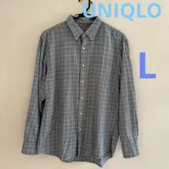 UNIQLO メンズ　シャツ　グレーチェック　size L