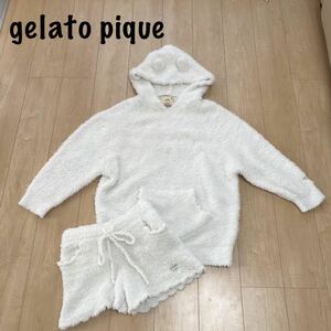 ジェラートピケ gelato pique ルームウェア フリーサイズ　ホワイト　白　耳　上下セット　セットアップ