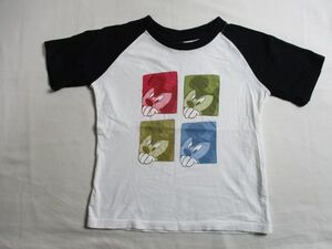 BA548【Disney】ミッキィーマウス　プリント　半袖　Tシャツ　男女児　白・黒　120