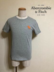 【新品】 Abercrombie & Fitch アバクロンビー&フィッチ ビッグアイコン クルーネック Tシャツ サイズXS 170/84A 半袖 グレー 635745621