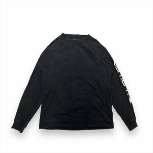 【訳アリ】カーハート Tシャツ 長袖 ブラック carhartt 古着 メンズ M ワーク アメカジ 袖プリント 訳アリ