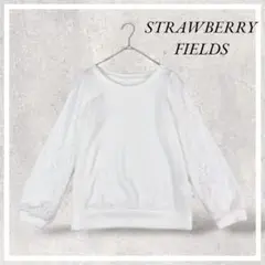 STRAWBERRY FIELDS 長袖トレーナー ホワイト 袖レース 花柄