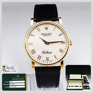 ROLEX CELLINI ロレックス チェリーニ 18K 5115/8 750 手巻 メンズ 腕時計 ギャランティ タグ 正規箱 SWISS ★ 現状品 希少品 22-0032-01