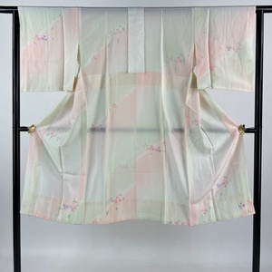 長襦袢 身丈120cm 裄丈64cm M 花唐草 ぼかし 薄ピンク 正絹 美品 秀品 【中古】