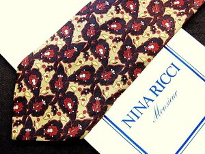 ♪22259D♪状態並品【花 植物 葉っぱ 柄】ニナリッチ【NINA RICCI】ネクタイ