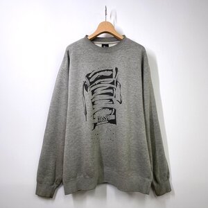 【90s USA製】STUSSY ステューシー スウェット L グレー トレーナー シューレース アメリカ製 米国製