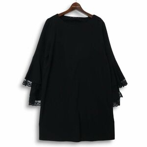 ZARA BASIC ザラ 通年★ 袖レース ワンピース 長袖 黒 スペイン製 Sz.L レディース　E4T02361_A#F