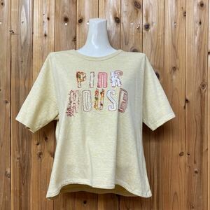 PINKHOUSE ＊ピンクハウス 半袖カットソー Tシャツ 黄色 パッチワーク 胸ロゴ 半袖Tシャツ ラグランスリーブ サイズ4(L)