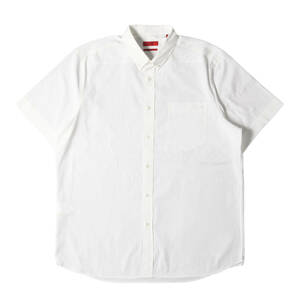 美品 HUGO BOSS ヒューゴボス シャツ サイズ:XXL ロゴ 刺繍 ストレートフィット コットン ボタンダウン 半袖シャツ ホワイト トップス