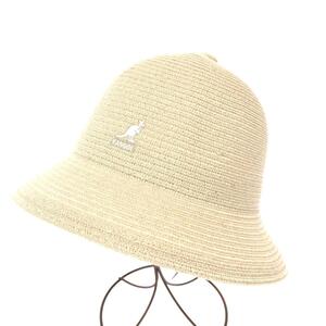 未使用品◆KANGOL カンゴール 麦わら 帽子 M◆ ベージュ 麻・ポリエステル カンゴール刺繍 レディース 帽子 ハット hat 服飾小物