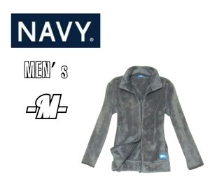 メンズM◇NAVY◇フリースジャケット ポケットzipあり　gray