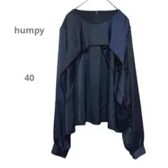 【humpy】美品　フレアケープブラウス　シャツ　サテン調　トップス　長袖　40