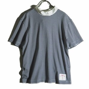 M5720f67　▼PLAN C プランシー▼　バックリボン 半袖 ボーダー Tシャツ ネイビー ホワイト S / 紺 白 オーバーサイズ カットソー 春夏