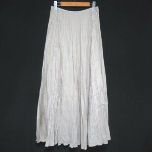 美品 22SS Theory セオリー FRENCH LINEN PLEAT SKT フレンチリネン ロング プリーツ スカート 01-2107307-163-902 Sサイズ ベージュ