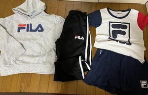 フィラ FILA 女の子 130サイズ セットアップ ワイドパンツ ロゴパーカー 半袖セットアップ 裏起毛 ジャージ まとめ売り