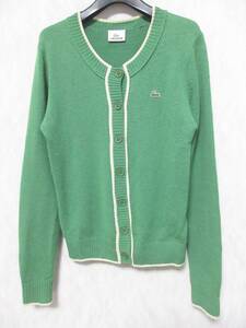 ラコステ LACOSTE ウール × カシミヤ ニットカーディガン グリーン 42 亥5145