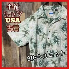 グリーン メンズ 3XL 総柄 柄シャツ アロハシャツ USA古着 90s 半袖