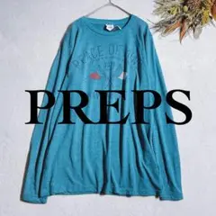 【PREPS プレップス】新品タグ付 フロントロゴ 英字プリント 長袖Tシャツ