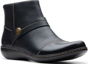 送料無料 Clarks 28.5cm W ブーツ 軽量 レザー 革 ブラック ウエッジ ジッパー ヒール ブーティー ローファー フラット スニーカー AAA45