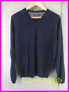 0210s9◆美品◆Aquascutum アクアスキュータム 薄手ハイゲージ ウールニットセーター M/ポロシャツ/ジャケット/コート/カーディガン/ベスト