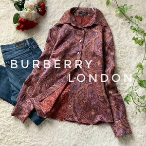 バーバリーロンドン　長袖シャツ　ブラウス　ペイズリー柄　小さいサイズ　34サイズ　三陽商会　BURBERRY LONDON