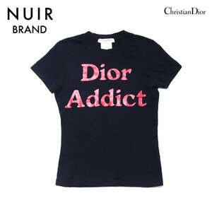 クリスチャンディオール Christian Dior 半袖Ｔシャツ アディクト ロゴ サイズ38 コットン ブラック