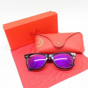 #anzg レイバン RayBan サングラス 52□22 ウェイファーラー RB2140F 1174/4T ケース付 イタリア製 美品 ユニセックス [843244]