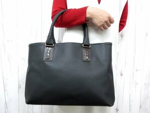 極美品 BOTTEGA VENETA ボッテガヴェネタ マルコポーロ トートバッグ ハンドバッグ バッグ PVC×レザー 黒×茶 A4収納可 メンズ 78194