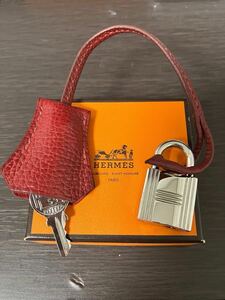 1円　HERMES エルメス シルバー　カデナ　パドロック レザー クロシェット クローシュ　チャーム キー エルメス 鍵　南京錠 箱付き