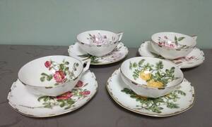 ★★『NARUMI』BONE CHINA・薔薇絵アソート《ティーカップ&ソーサー４客》　☆未使用・保管品☆ ★★