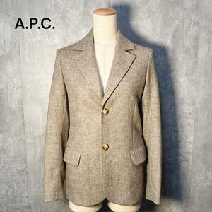 美シルエット☆ A.P.C. アーペーセー ウールヘリンボーン テーラードジャケット ポーランド製