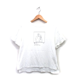 ナチュラルクチュール natural couture Tシャツ カットソー 半袖 コットン イラスト プリント F ホワイト 白 /KT4 レディース