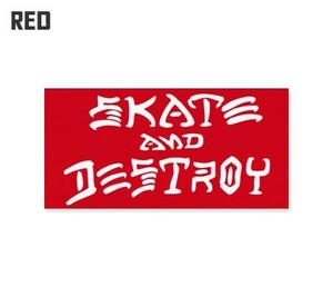 スラッシャー ステッカー ブランド かっこいい おしゃれ アメリカン スケボー ストリート THRASHER SKATE AND DESTROY BIG レッド