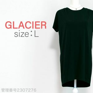 【送料無料】GLACIER(グラシア)ハニーズ　ロングカットソー ドルマンスリーブ　チュニック　ブラック/黒　L