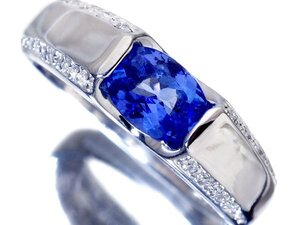 1円～【ジュエリー極】超希少宝石！良質天然タンザナイト0.76ct＆ダイヤモンド0.09ct 高級Pt900リング w4779ol【送料無料】