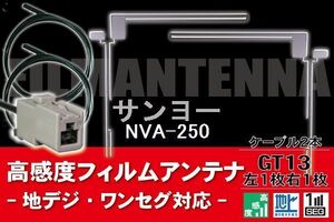 フィルムアンテナ & ケーブル コード 2本 セット サンヨー SANYO 用 NVA-250用 GT13 コネクター 地デジ ワンセグ フルセグ