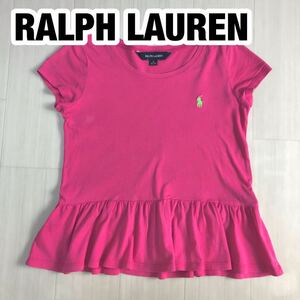 RALPH LAUREN ラルフローレン ワンピース 6 120/60 ピンク フレア 切り返し 刺繍ポニー 女の子