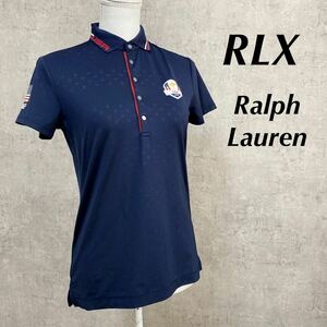 美品　Ralph Lauren ラルフローレン　レディース　ポロシャツ　ゴルフウェア RLX ネイビー　半袖シャツ　速乾素材　ゴルフシャツ　Mくらい