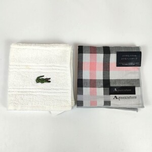 未使用品 アクアスキュータム ラコステ ハンカチ２枚セット タオルハンカチ Aquascutum LACOSTE メンズ レディース ブランド 高級 チェック