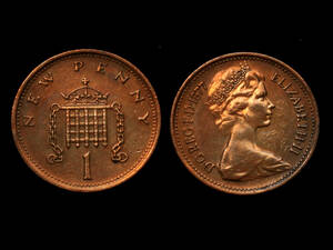 【イギリス】 1977年 1 ニューペニー 銅貨 コイン イギリス エリザベス２世 New Penny
