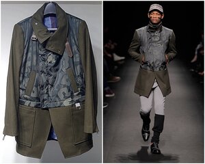 13AW 希少 超美品 Vivienne Westwood MAN ミントカラー ポリエステル総柄×ビーバーウールカシミヤメルトンコート S25AM0140 メンズ 46