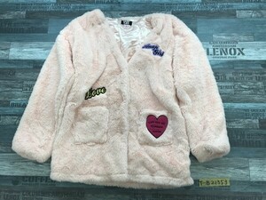 ANAP GIRL アナップ キッズ もこもこ フリース スナップボタン ジャケット M ポリエステル 薄いピンク