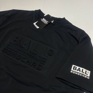 ●送料390円可能商品 ボール BALL 新品 メンズ イタリア発人気ブランド エンボス加工 半袖 Tシャツ 黒[54130-99-LL]一 三 参★QWER