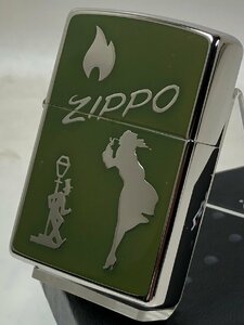 Zippo ウィンディーガール/ドランク・イタリック・クラシックロゴ SV/KH 銀カーキ 新品