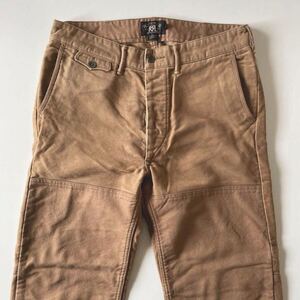 【傑作】RRL “Moleskin Double knee Trouser” 32 モールスキン ブラウン ミリタリー ワーク パンツ Ralph Lauren ヴィンテージ